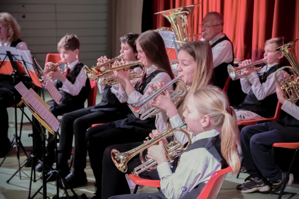 young members of the Easingwold Town Band playing