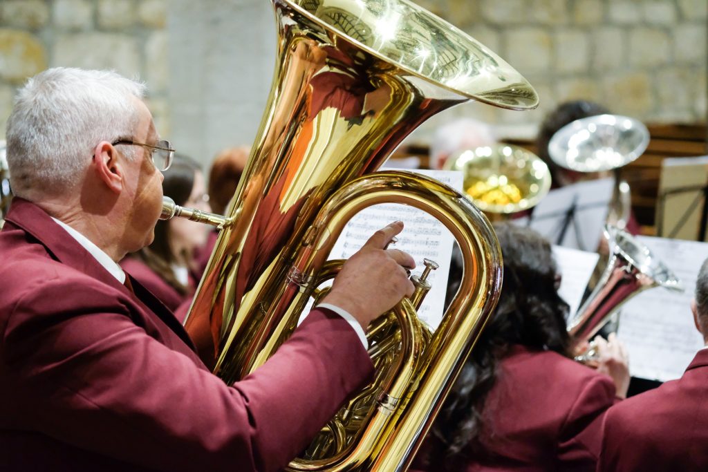 tuba player in Easingwold Town Band
